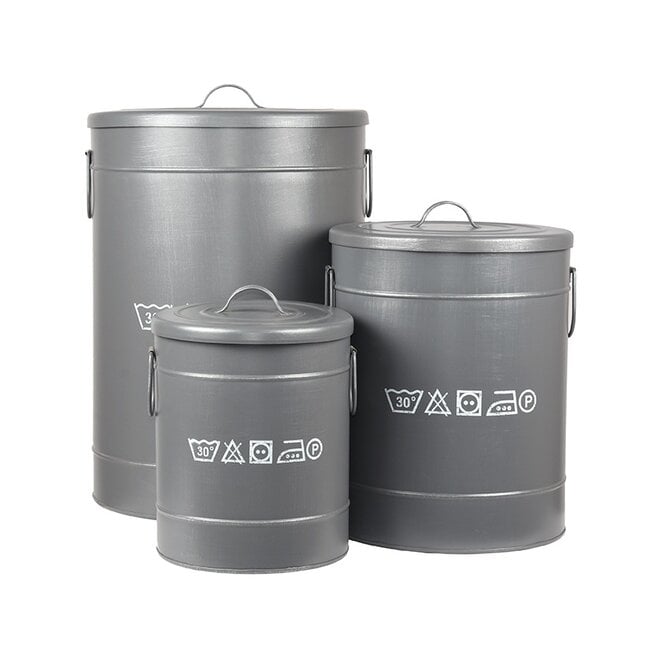 LABEL51 Opbergdozen en manden Wasmand - Antiek Grijs - Metaal - S
