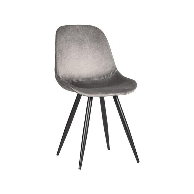 LABEL51 Eetkamerstoelen Capri - Grijs - Velvet - Zwart Metalen Frame