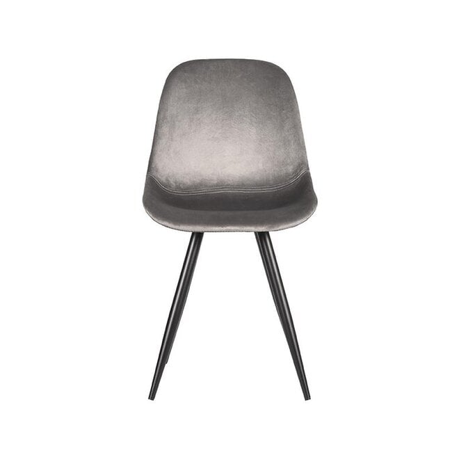 LABEL51 Eetkamerstoelen Capri - Grijs - Velvet - Zwart Metalen Frame