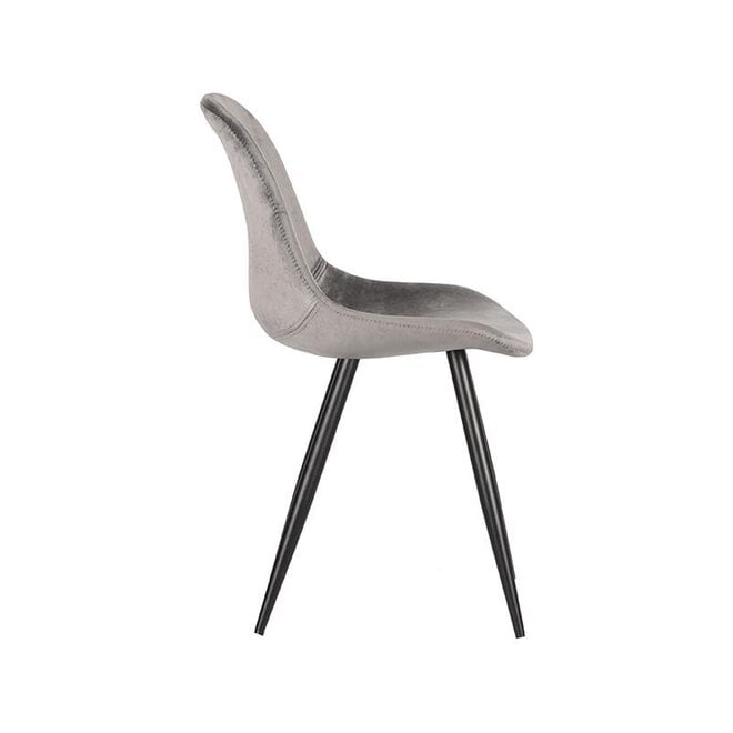 LABEL51 Eetkamerstoelen Capri - Grijs - Velvet - Zwart Metalen Frame