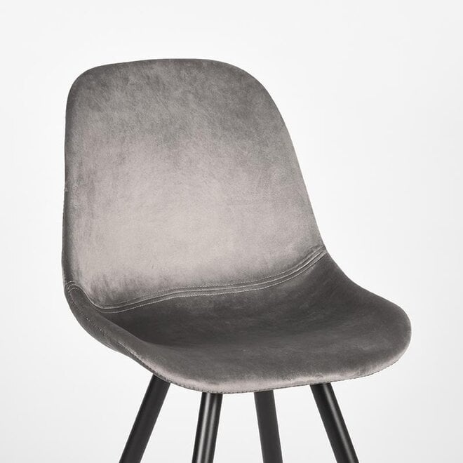 LABEL51 Eetkamerstoelen Capri - Grijs - Velvet - Zwart Metalen Frame
