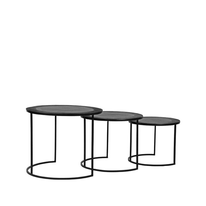 LABEL51 Salontafels Set Tres - Zwart - Metaal - 55 cm