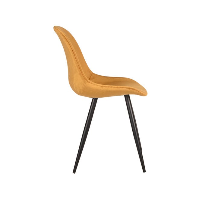 LABEL51 Eetkamerstoelen Capri - Oker - Velvet - Zwart Metalen Frame