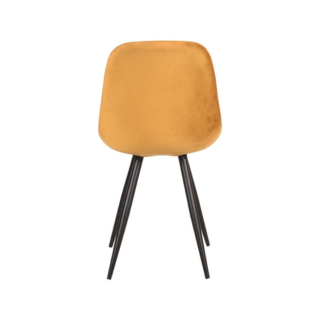 LABEL51 Eetkamerstoelen Capri - Oker - Velvet - Zwart Metalen Frame