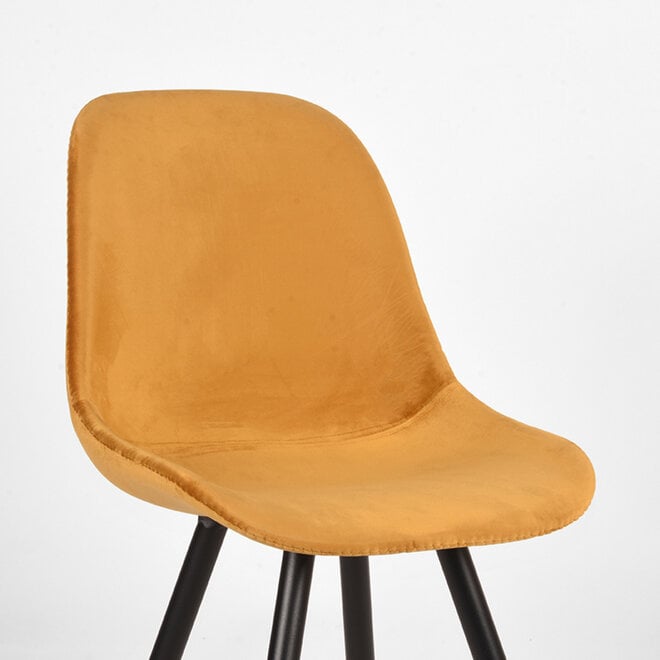LABEL51 Eetkamerstoelen Capri - Oker - Velvet - Zwart Metalen Frame