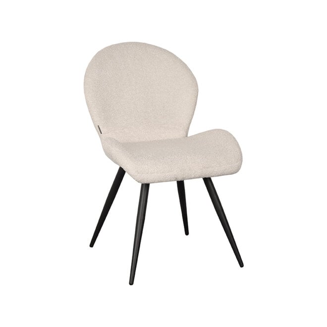 LABEL51 Eetkamerstoelen Sky - Ivoor - Teddy - Zwart Metalen Frame