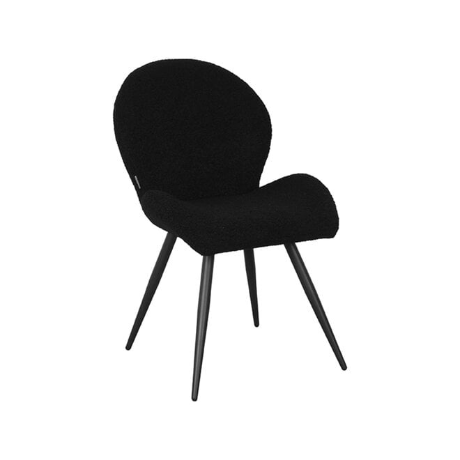 LABEL51 Eetkamerstoelen Sky - Zwart - Teddy - Zwart Metalen Frame