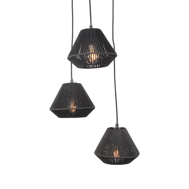 LABEL51 Hanglampen Ibiza - Zwart - Jute - 3-Lichts