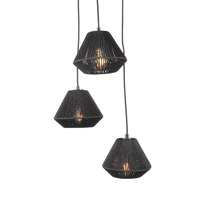 LABEL51 Hanglampen Ibiza - Zwart - Jute - 3-Lichts
