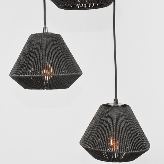 LABEL51 Hanglampen Ibiza - Zwart - Jute - 3-Lichts