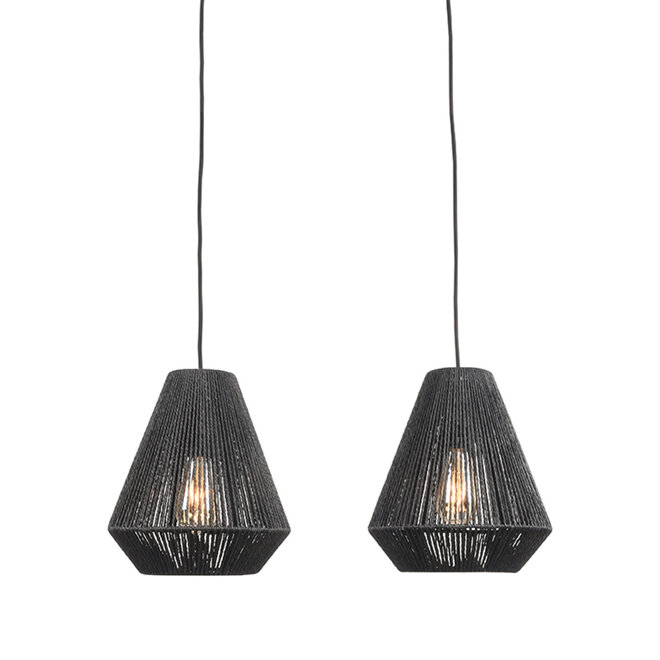LABEL51 Hanglampen Ibiza - Zwart - Jute - 2-Lichts