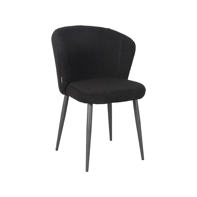 LABEL51 Eetkamerstoelen Whirl - Zwart - Teddy - Zwart Metalen Frame