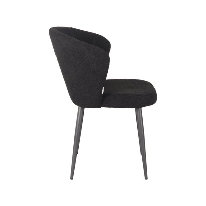 LABEL51 Eetkamerstoelen Whirl - Zwart - Teddy - Zwart Metalen Frame