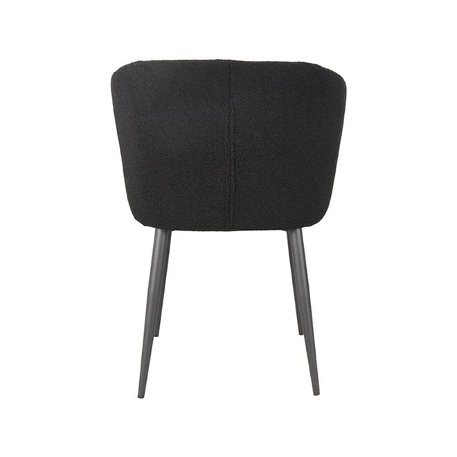 LABEL51 Eetkamerstoelen Whirl - Zwart - Teddy - Zwart Metalen Frame