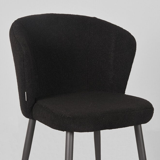 LABEL51 Eetkamerstoelen Whirl - Zwart - Teddy - Zwart Metalen Frame