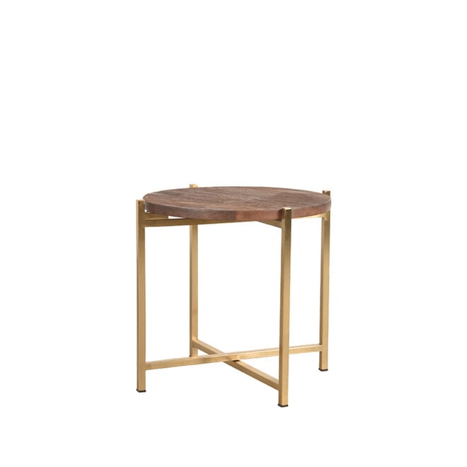 LABEL51 Bijzettafels Dox - Espresso - Mangohout - 40 cm Goud