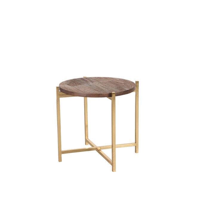 LABEL51 Bijzettafels Dox - Espresso - Mangohout - 40 cm Goud