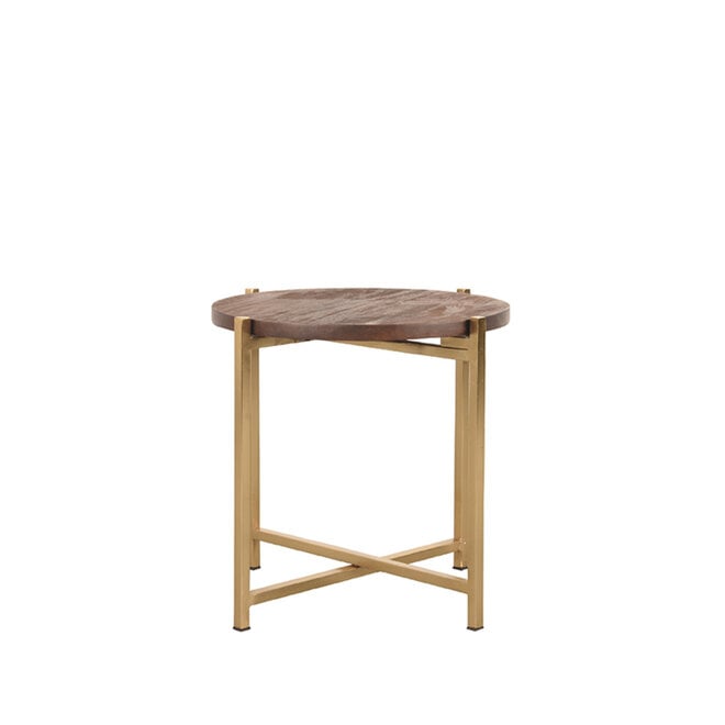 LABEL51 Bijzettafels Dox - Espresso - Mangohout - 40 cm Goud