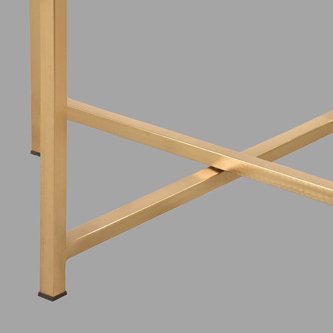 LABEL51 Bijzettafels Dox - Espresso - Mangohout - 40 cm Goud