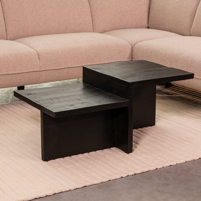 LABEL51 Salontafels Skip - Zwart - Mangohout - 90 cm
