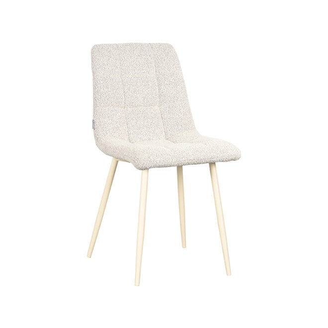 LABEL51 Eetkamerstoelen Nino - Champagne - Boucle - Wit Metalen Frame