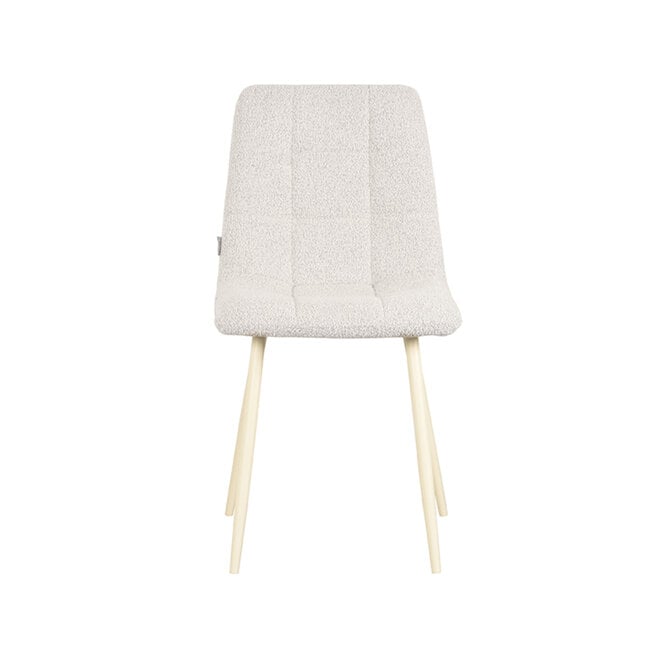 LABEL51 Eetkamerstoelen Nino - Champagne - Boucle - Wit Metalen Frame
