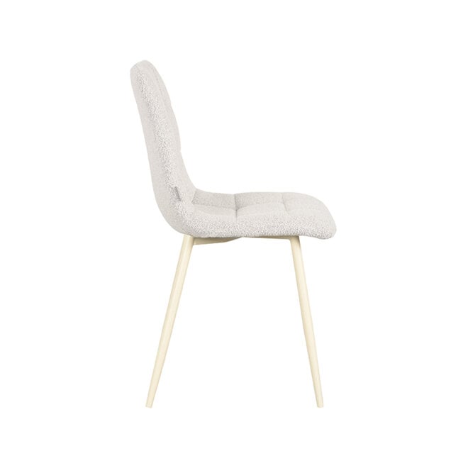 LABEL51 Eetkamerstoelen Nino - Champagne - Boucle - Wit Metalen Frame