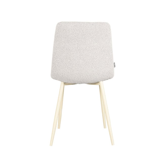 LABEL51 Eetkamerstoelen Nino - Champagne - Boucle - Wit Metalen Frame