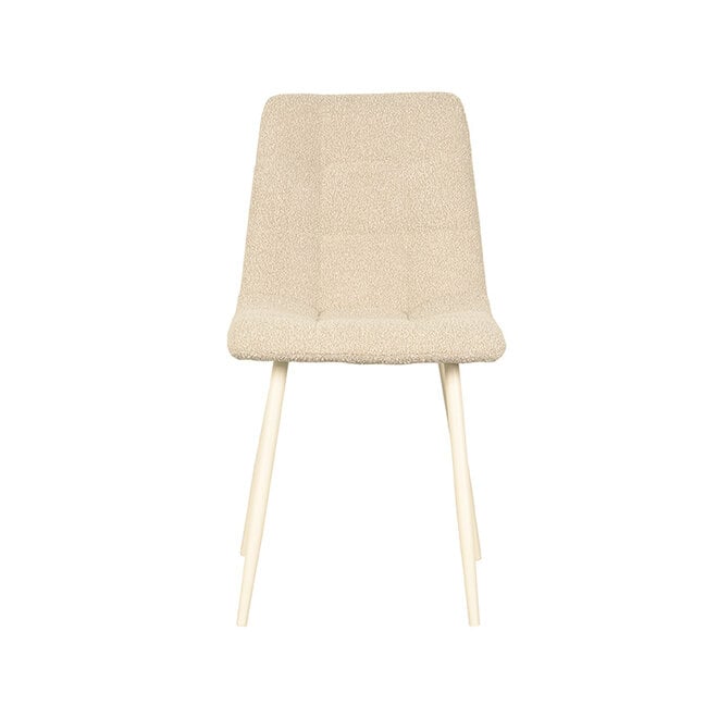 LABEL51 Eetkamerstoelen Nino - Zand - Boucle - Wit Metalen Frame