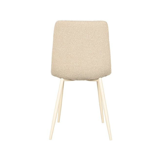 LABEL51 Eetkamerstoelen Nino - Zand - Boucle - Wit Metalen Frame