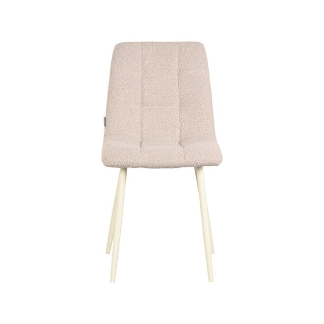 LABEL51 Eetkamerstoelen Nino - Naturel - Boucle - Wit Metalen Frame