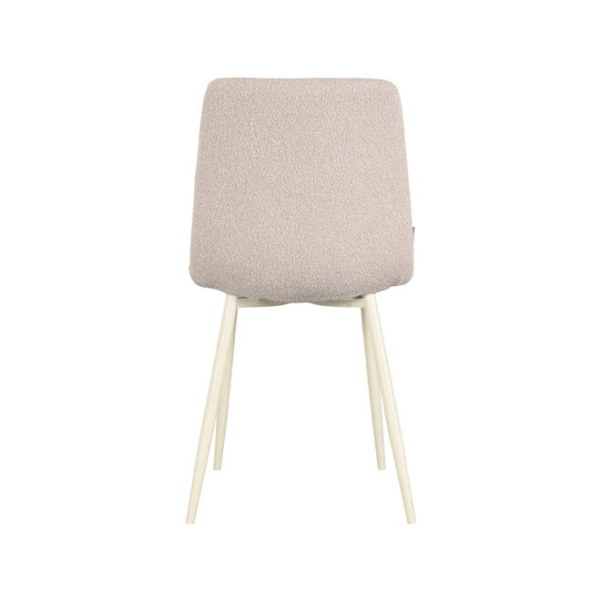 LABEL51 Eetkamerstoelen Nino - Naturel - Boucle - Wit Metalen Frame