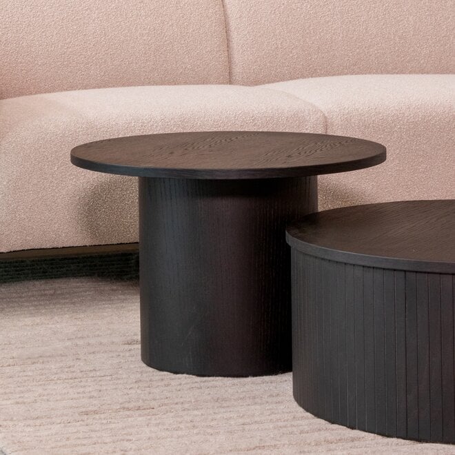 LABEL51 Salontafels Oliva - Zwart - Eiken - 60 cm - Rond