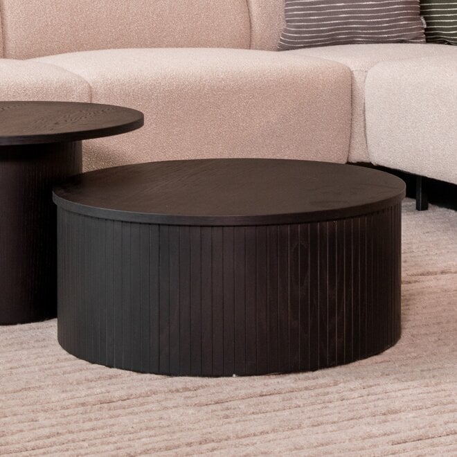 LABEL51 Salontafels Oliva - Zwart - Eiken - 70 cm - Rond