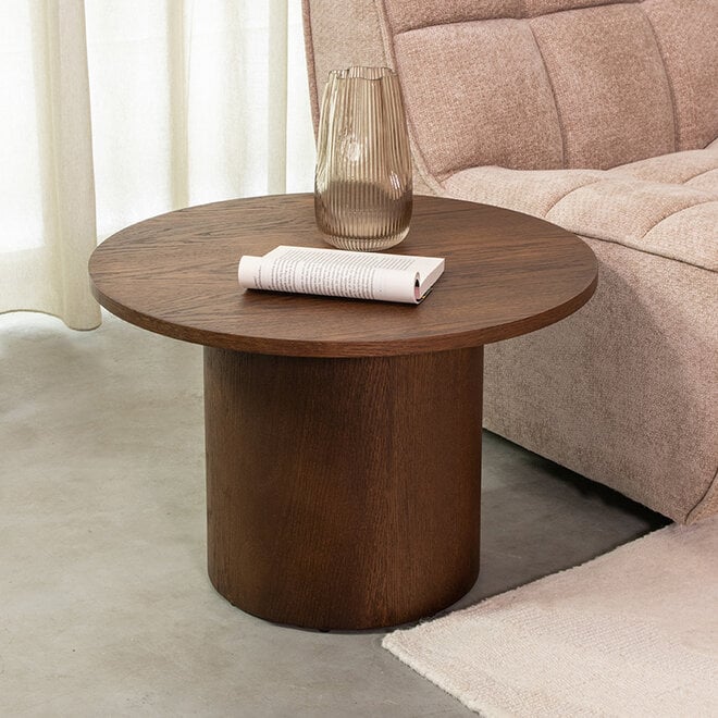LABEL51 Salontafels Oliva - Walnoot - Eiken - 60 cm - Rond