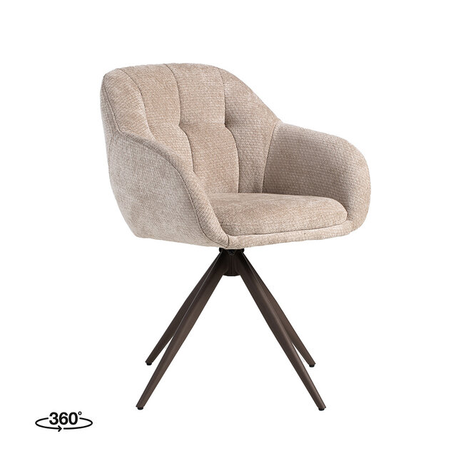 LABEL51 Eetkamerstoel Esma - Clay - Chenille - Brons Metalen Frame