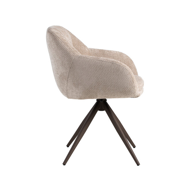 LABEL51 Eetkamerstoel Esma - Clay - Chenille - Brons Metalen Frame
