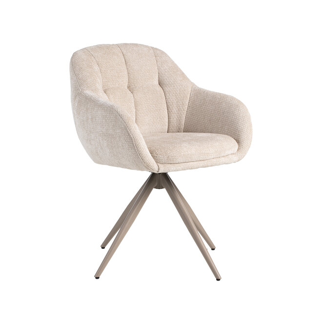 LABEL51 Eetkamerstoel Esma - Naturel - Chenille - Taupe Metalen Frame