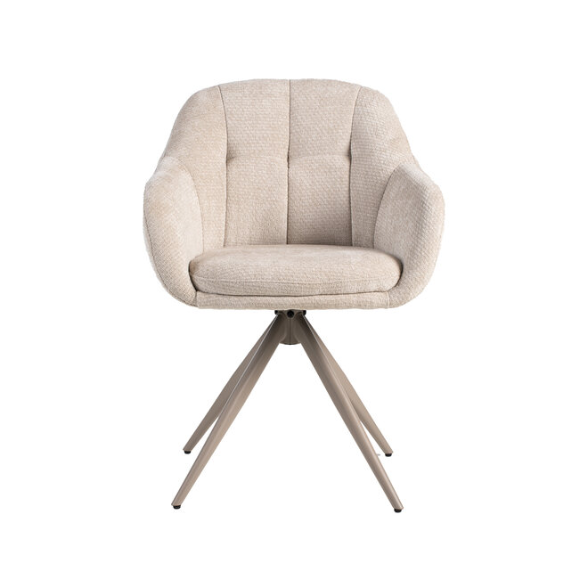 LABEL51 Eetkamerstoel Esma - Naturel - Chenille - Taupe Metalen Frame