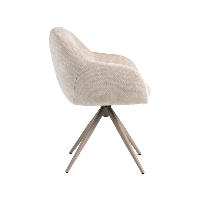 LABEL51 Eetkamerstoel Esma - Naturel - Chenille - Taupe Metalen Frame