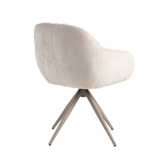 LABEL51 Eetkamerstoel Esma - Naturel - Chenille - Taupe Metalen Frame