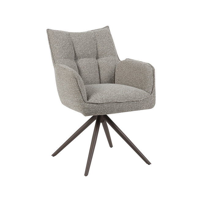 LABEL51 Eetkamerstoel Amalfi - Mushroom - Boucle - Brons Metalen Frame