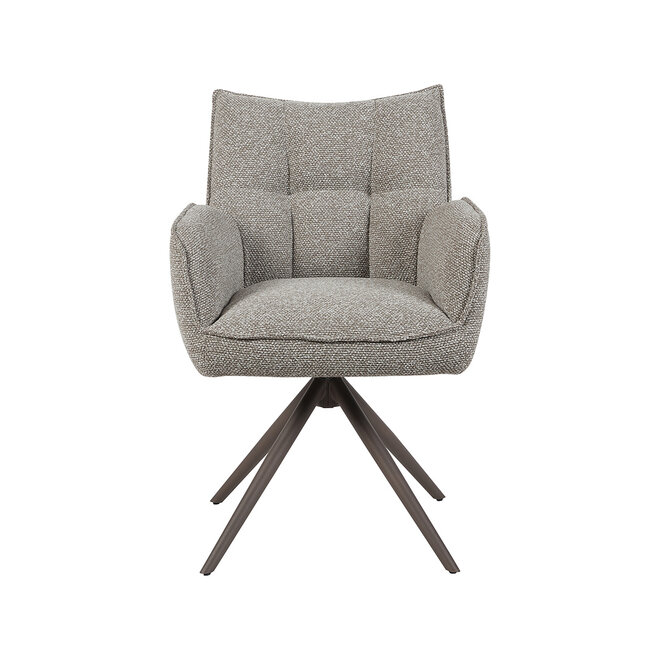LABEL51 Eetkamerstoel Amalfi - Mushroom - Boucle - Brons Metalen Frame