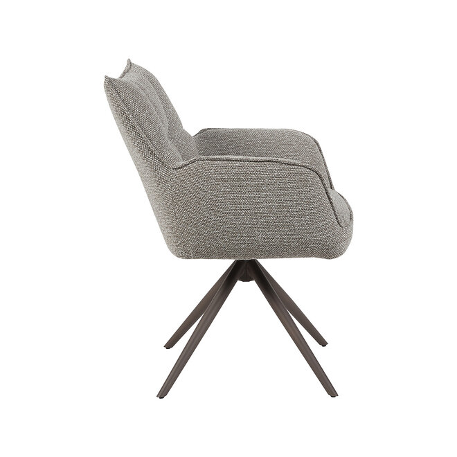 LABEL51 Eetkamerstoel Amalfi - Mushroom - Boucle - Brons Metalen Frame
