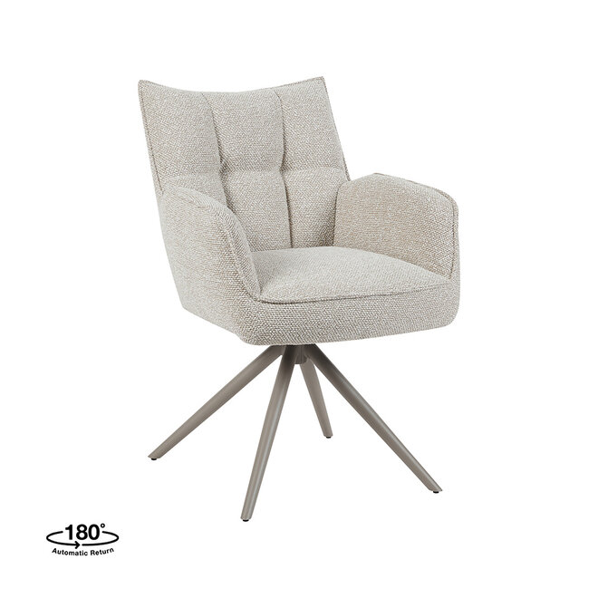 LABEL51 Eetkamerstoel Amalfi - Naturel - Boucle - Taupe Metalen Frame
