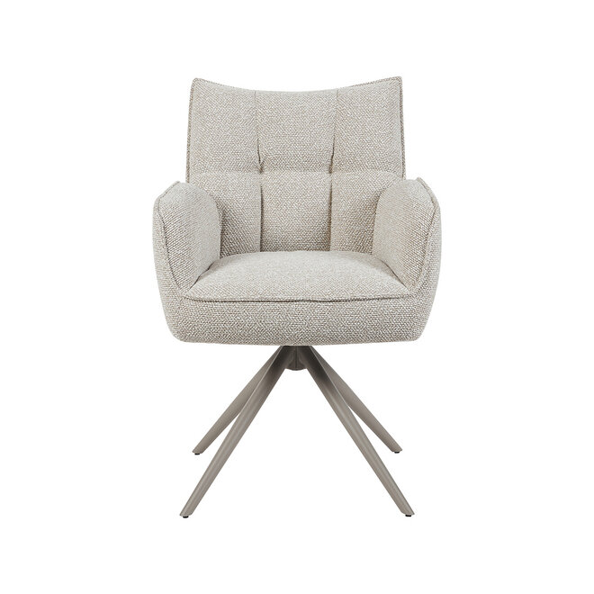 LABEL51 Eetkamerstoel Amalfi - Naturel - Boucle - Taupe Metalen Frame