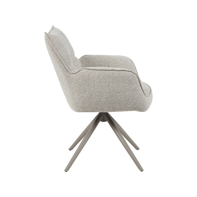 LABEL51 Eetkamerstoel Amalfi - Naturel - Boucle - Taupe Metalen Frame