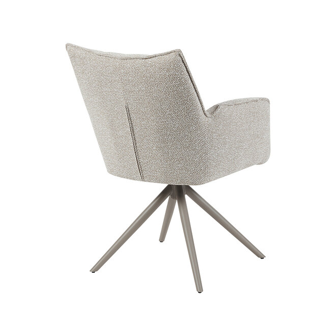 LABEL51 Eetkamerstoel Amalfi - Naturel - Boucle - Taupe Metalen Frame