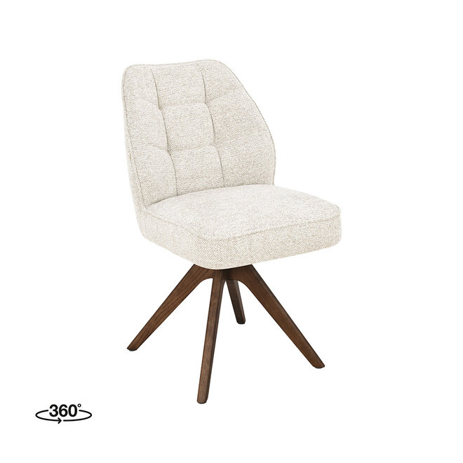 LABEL51 Eetkamerstoelen Yuto - Naturel - Geweven - Walnoot Houten Frame