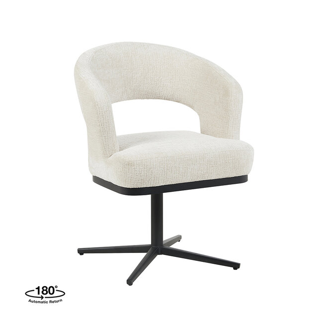 LABEL51 Eetkamerstoelen Monaco - Naturel - Geweven - Zwart Metalen Frame